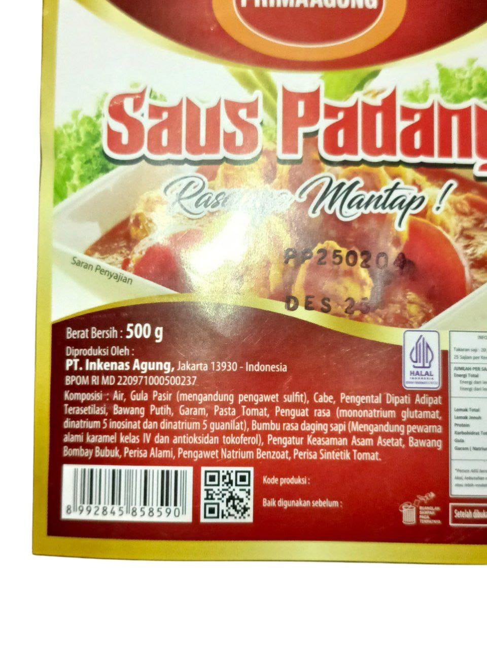 PRIMAAGUNG Saus Padang 500gr - Gambar 3